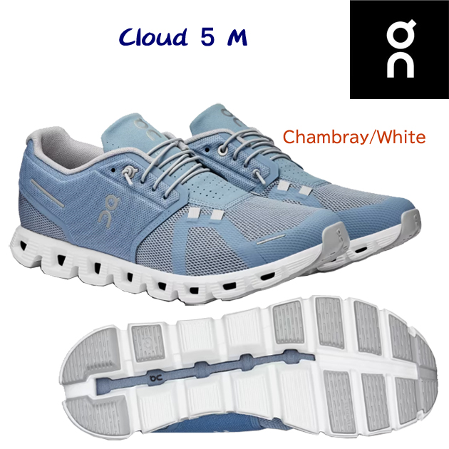 オン/メンズシューズ/ランニングシューズ Cloud 5(ランニングシューズ/メンズ) 5998162M(カラー:ChambrayWhite×サイズ:26.0cm)