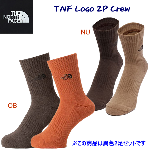 ノースフェイス/ソックス/靴下 TNFロゴ2Pクルー(ユニセックス/ソックス) NN82310(カラー:KW×サイズ:2527cm)