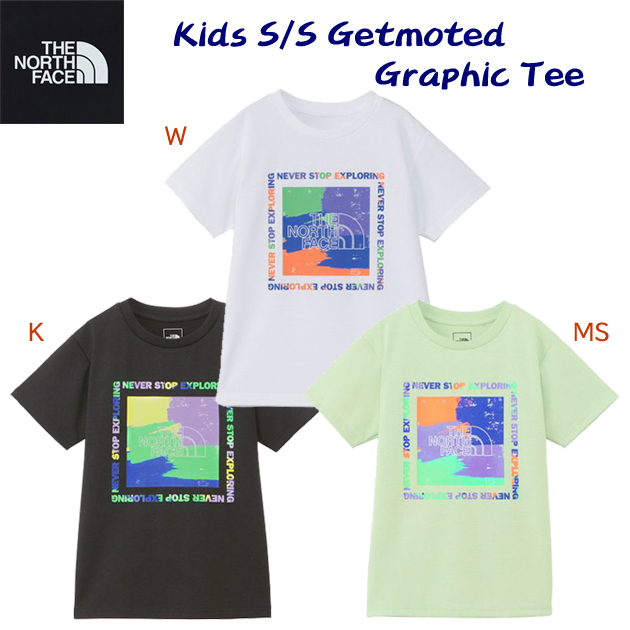 ノースフェイス/ジュニアウェア/キッズTシャツ/Tシャツ 24春夏NEW ショートスリーブゲットモテッドグラフィックティー(ジュニア/Tシャツ) NTJ32473(カラー:K×サイズ:110サイズ)