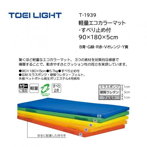 トーエイライト 軽量エコカラーマット・すべり止め付 90×180×5cm T-1939