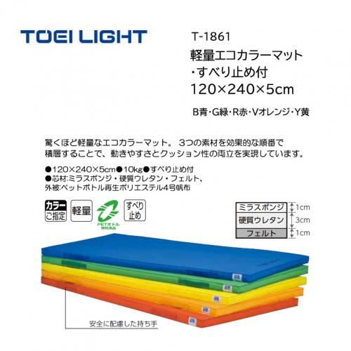 トーエイライト 軽量エコカラーマット・すべり止め付 120×240×5cm T-1861