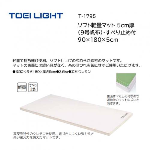 トーエイライト ソフト軽量マット 5cm厚(9号帆布)・すべり止め付 90×180×5cm T-1795