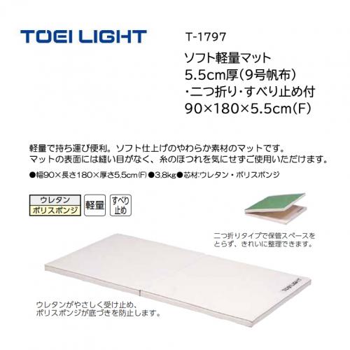 トーエイライト ソフト軽量マット 5.5cm厚(9号帆布)・二つ折り・すべり止め付 90×180×5.5cm(F) T-1797