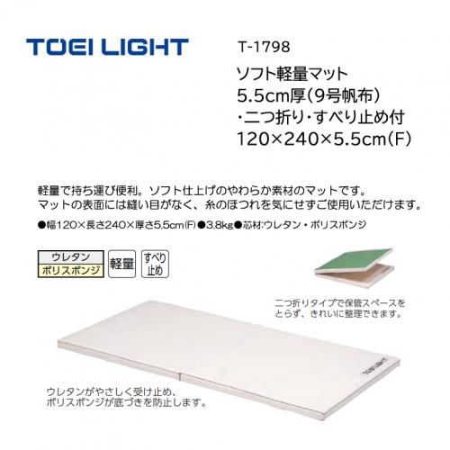 トーエイライト ソフト軽量マット 5.5cm厚(9号帆布)・二つ折り・すべり止め付 120×240×5.5cm(F) T-1798