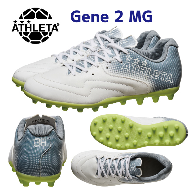 NEW ATHLETA アスレタ ジュニアシューズ サッカースパイク GENE 2 MG(ジュニア サッカースパイク) 10023J カラー:WHT(カラー:WHT×サイズ:22.5cm)