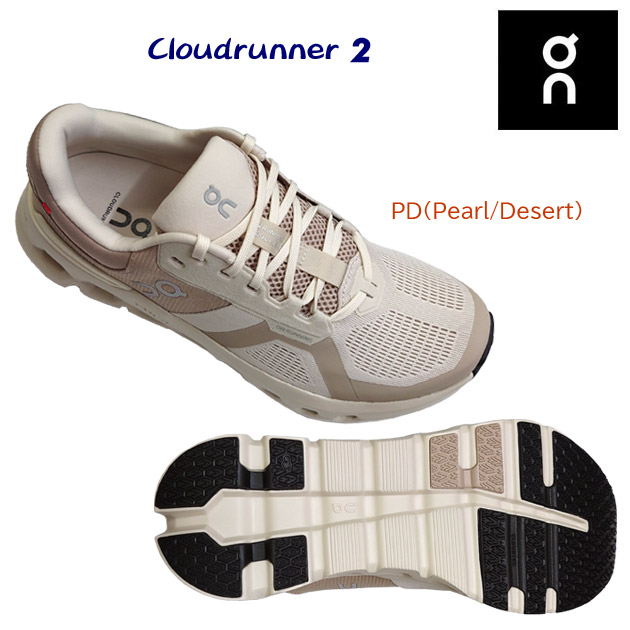 NEW on/オン/メンズシューズ/ランニングシューズ Cloudrunner 2(メンズ/ランニングシューズ) 3ME10144180 カラー:Pearl/Desert(カラー:Pearl/Desert×サイズ:27.5cm)