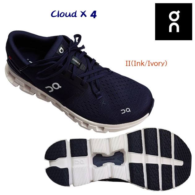 NEW on/オン/メンズシューズ/ランニングシューズ Cloud X 4(メンズ/ランニングシューズ) 3ME30042102 カラー:Ink/Ivory(カラー:Ink/Ivory×サイズ:26.5cm)