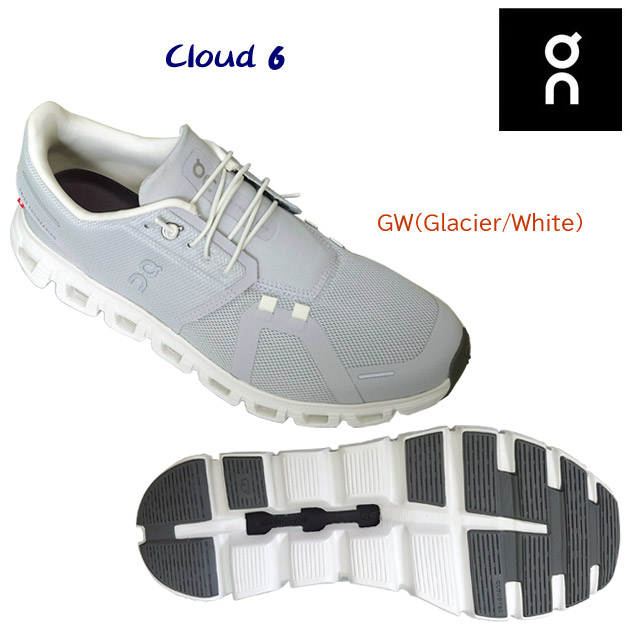 オン/メンズシューズ/ランニングシューズ 25春夏NEW Cloud 6(メンズ/ランニングシューズ) 3MF10070070 カラー:GW(カラー:GlacierWhite×サイズ:26.5cm)