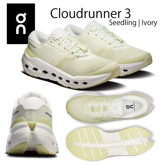 NEW on オン レディースシューズ ランニングシューズ Cloudrunner 3(レディース ランニングシューズ) 3WG10054723 カラー:Seedling/Ivory(カラー:Seedling/Ivory×サイズ:24.5cm)