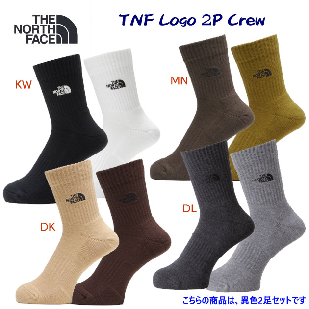 ノースフェイス/ソックス/靴下 TNFロゴ2Pクルー(ユニセックス/ソックス) NN82310(カラー:KW×サイズ:2527cm)