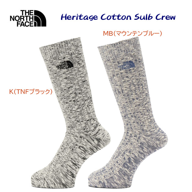 NEW THE NORTH FACE ザ・ノース・フェイス ソックス 靴下 ヘリテージ コットン スラブ クルー NN82530(カラー:K×サイズ:25-27cm)