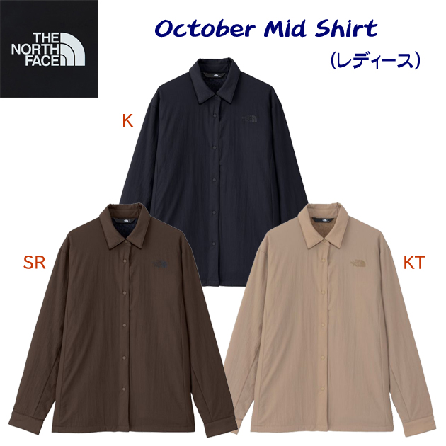 クリアランス ノースフェイス/レディースウェア/長袖シャツ オクトーバーミッドシャツ(レディース/長袖シャツ) NRW62301(カラー:K×サイズ:Lサイズ)