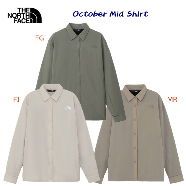 NEW THE NORTH FACE/ザ・ノース・フェイス/レディースウェア/シャツ/長袖シャツ オクトーバーミッドシャツ(レディース/長袖シャツ) NRW62502(カラー:FI×サイズ:Mサイズ)