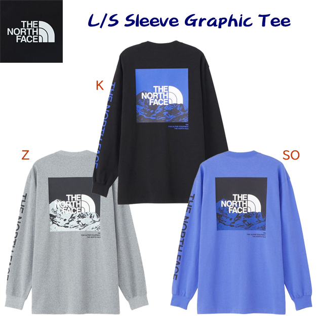 ノースフェイス/メンズウェア/Tシャツ 24春夏NEW ロングスリーブグラフィックティー(メンズ/Tシャツ) NT32438(カラー:K×サイズ:Lサイズ)