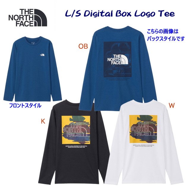 セール ザ・ノース・フェイス/メンズウェア/長袖Tシャツ ロングスリーブデジタルボックスロゴティー(メンズ/長袖Tシャツ) NT82488(カラー:OB×サイズ:Mサイズ)